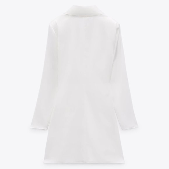 Zara Satin Effect Shoulder Pad Dress - Picture 4 of 6